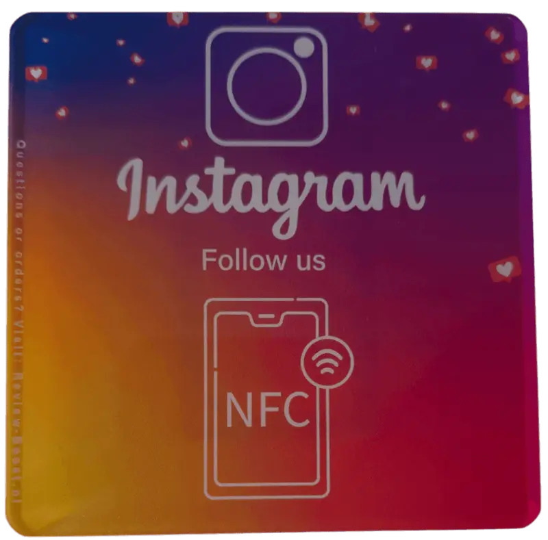 NFC Instagram bord 10x10cm PVC+Epoxy NFC Instagram bord van 10x10 cm in PVC met epoxy