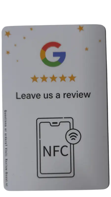 NFC Google wit kaart Witte NFC Google kaart met sterrenbeoordeling