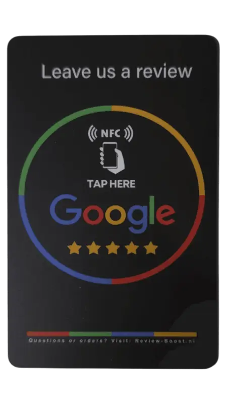 NFC Google zwart kaart Zwarte NFC Google kaart met sterrenbeoordeling