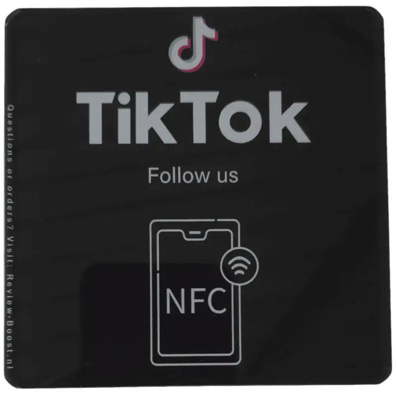 NFC TikTok bord 10x10cm PVC+Epoxy Zwart Zwart NFC TikTok bord van 10x10 cm in PVC met epoxy