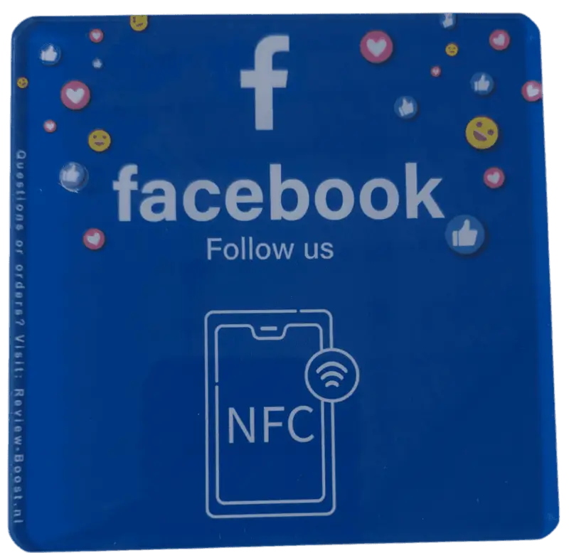 NFC Dubord 10x10cm PVC+Epoxy NFC Facebook bord van 10x10 cm in PVC met epoxy
